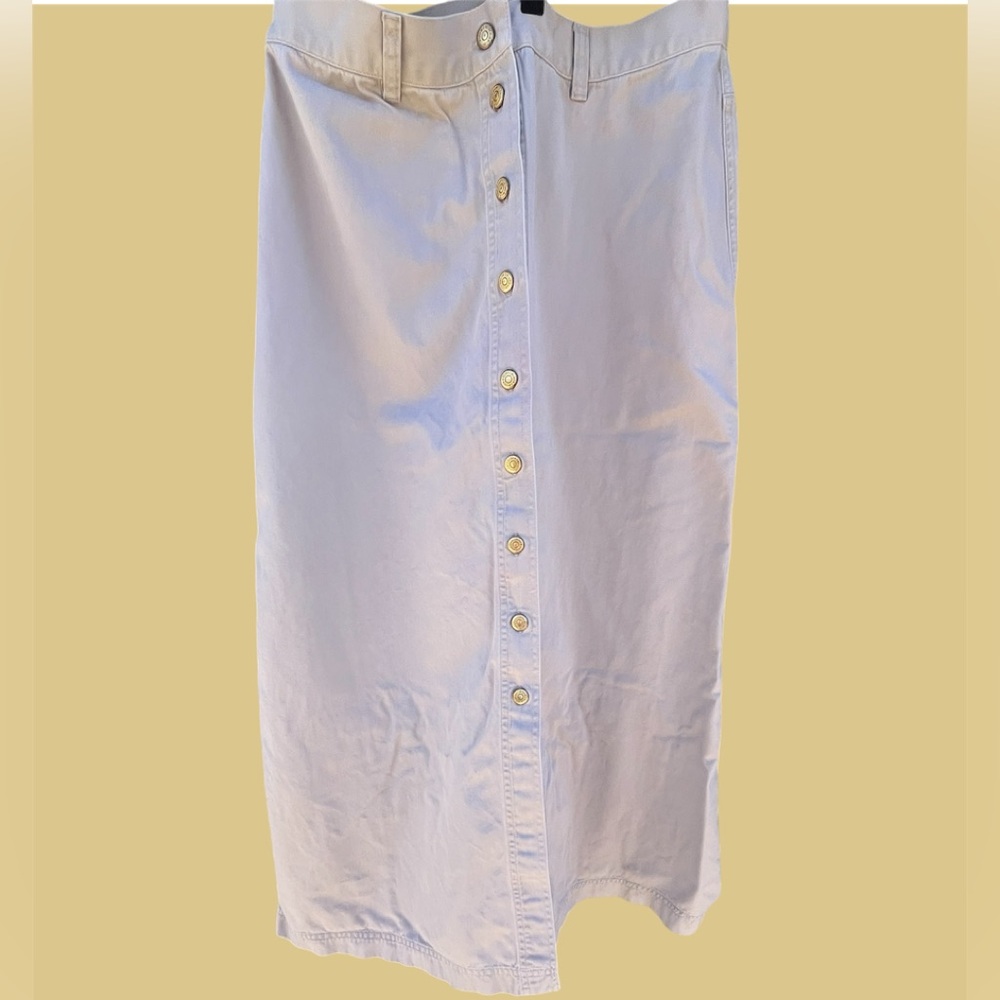 Lauren Ralph Lauren White Button-Front Midi Skirt | Classic Spring Preppy Style